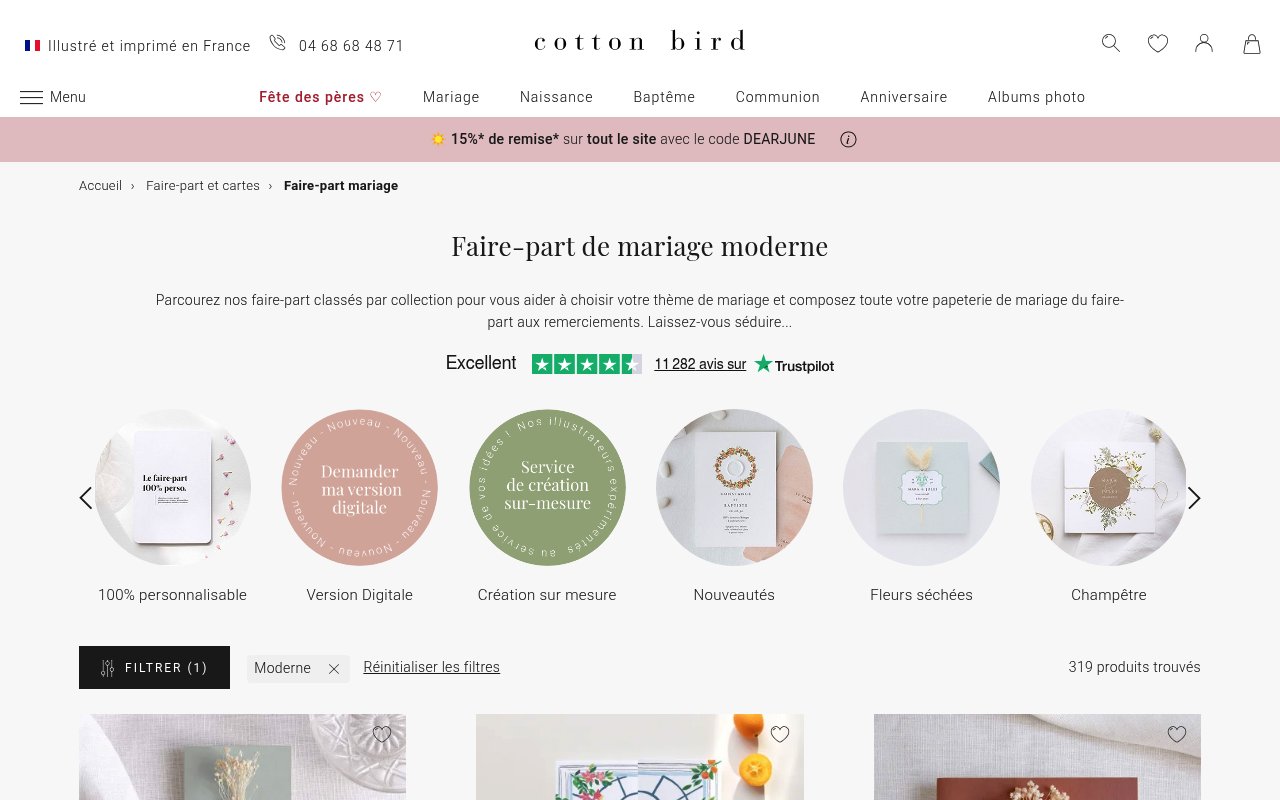 Apercu du site Cotton Bird
