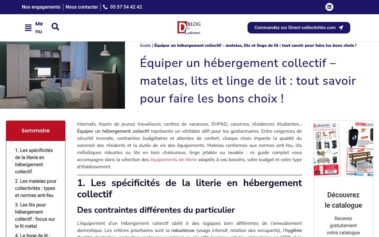 Apercu du site Direct-Collectivités – Équiper un hébergement collectif