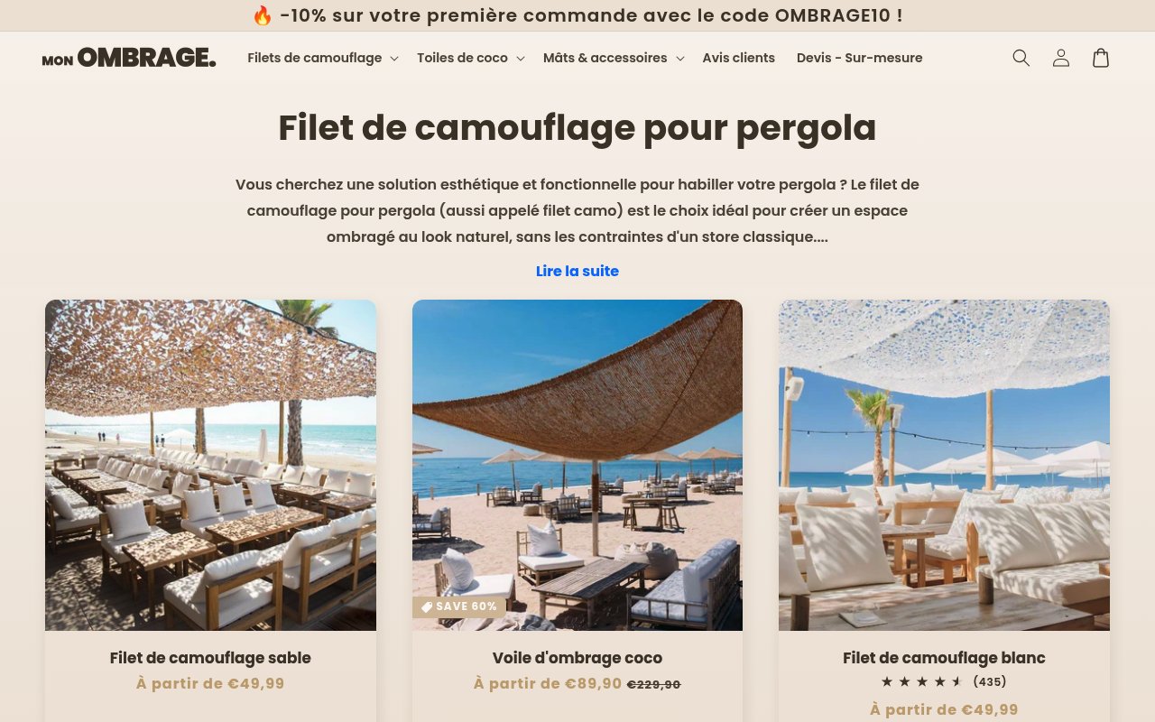 Apercu du site Mon Ombrage