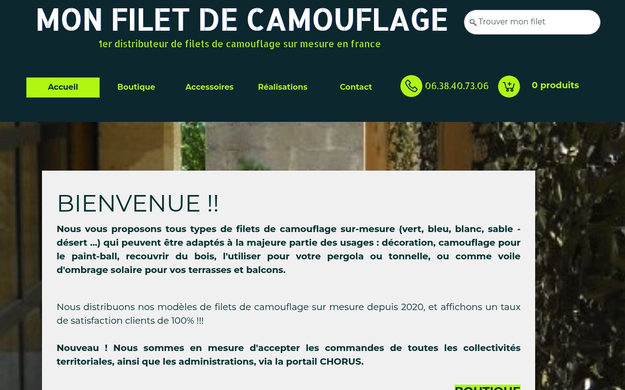 Apercu du site Mon Filet de Camouflage