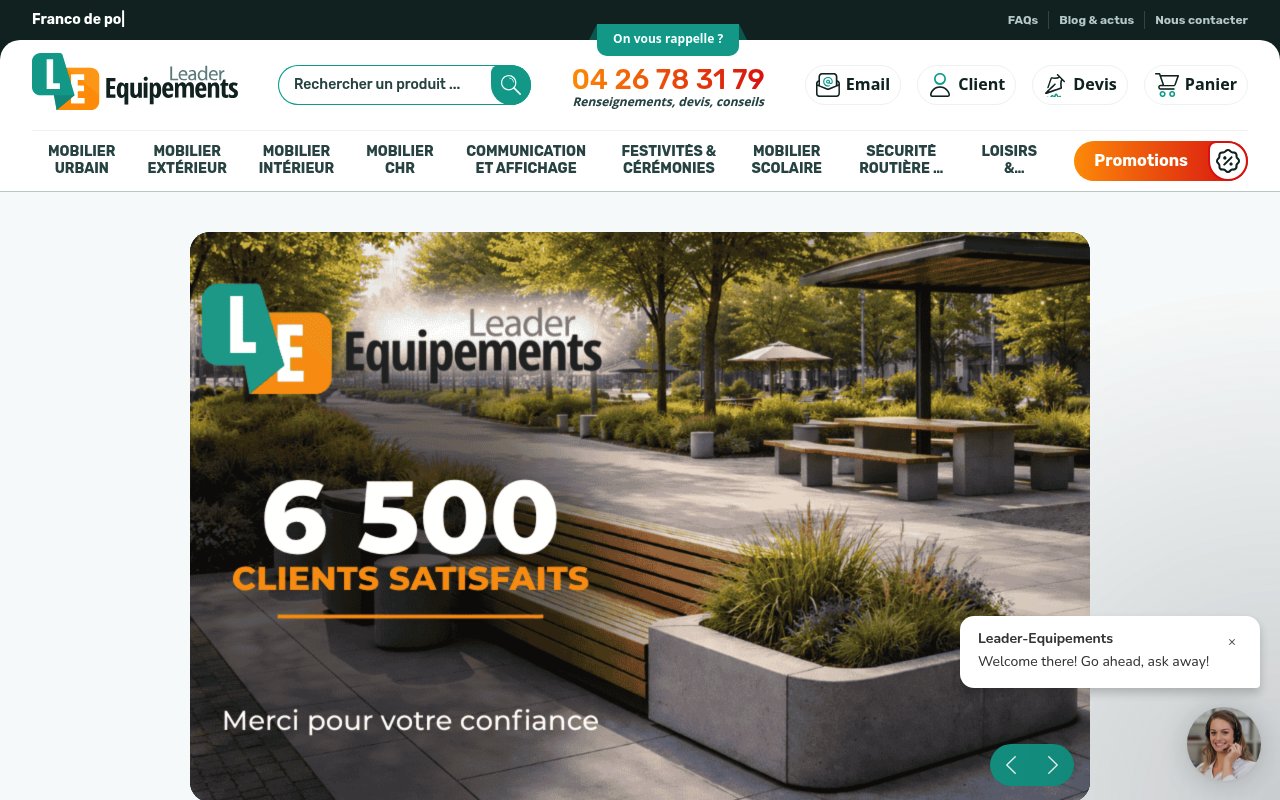 Apercu du site Leader Équipements