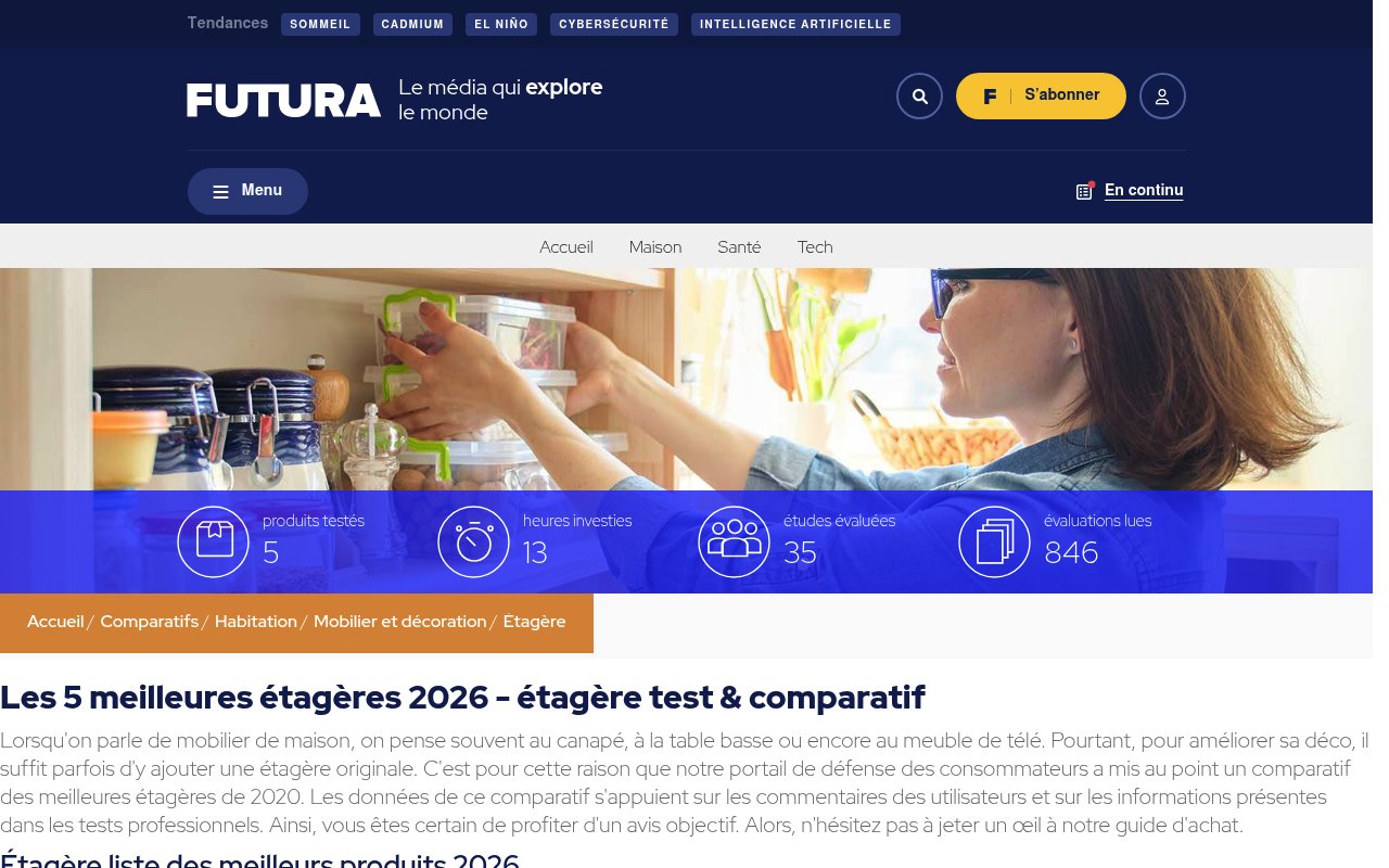 Apercu du site Futura Sciences – Meilleures Étagères 2026
