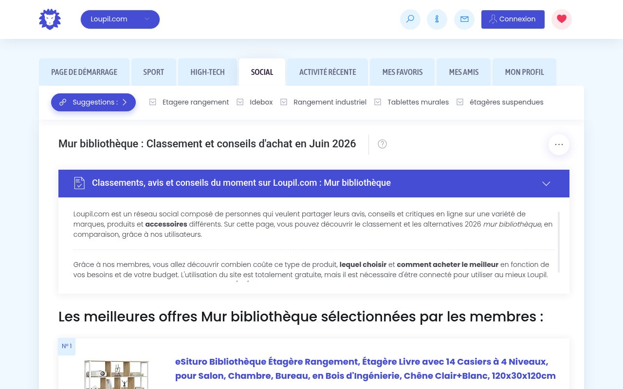 Apercu du site Loupil – Mur bibliothèque