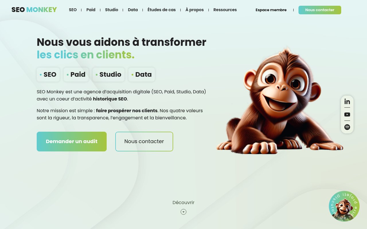 Apercu du site SEO Monkey