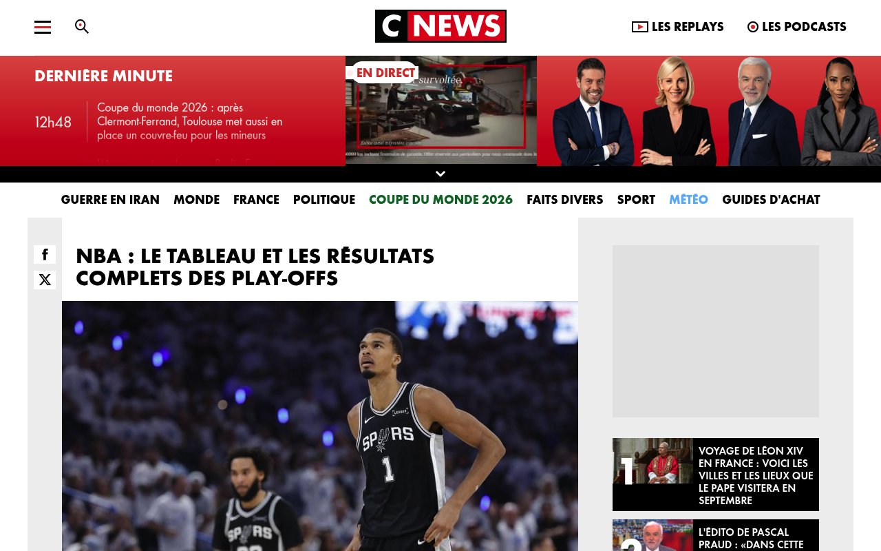 Apercu du site CNews Sport