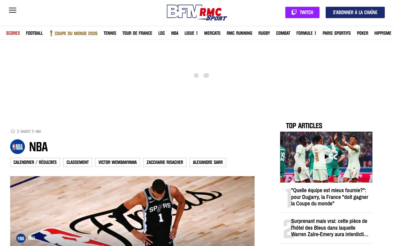 Apercu du site RMC Sport – NBA