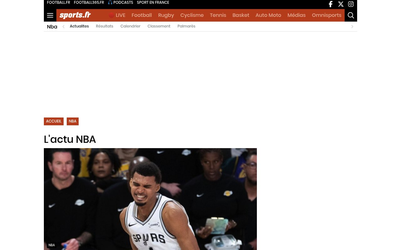 Apercu du site Sports.fr – NBA