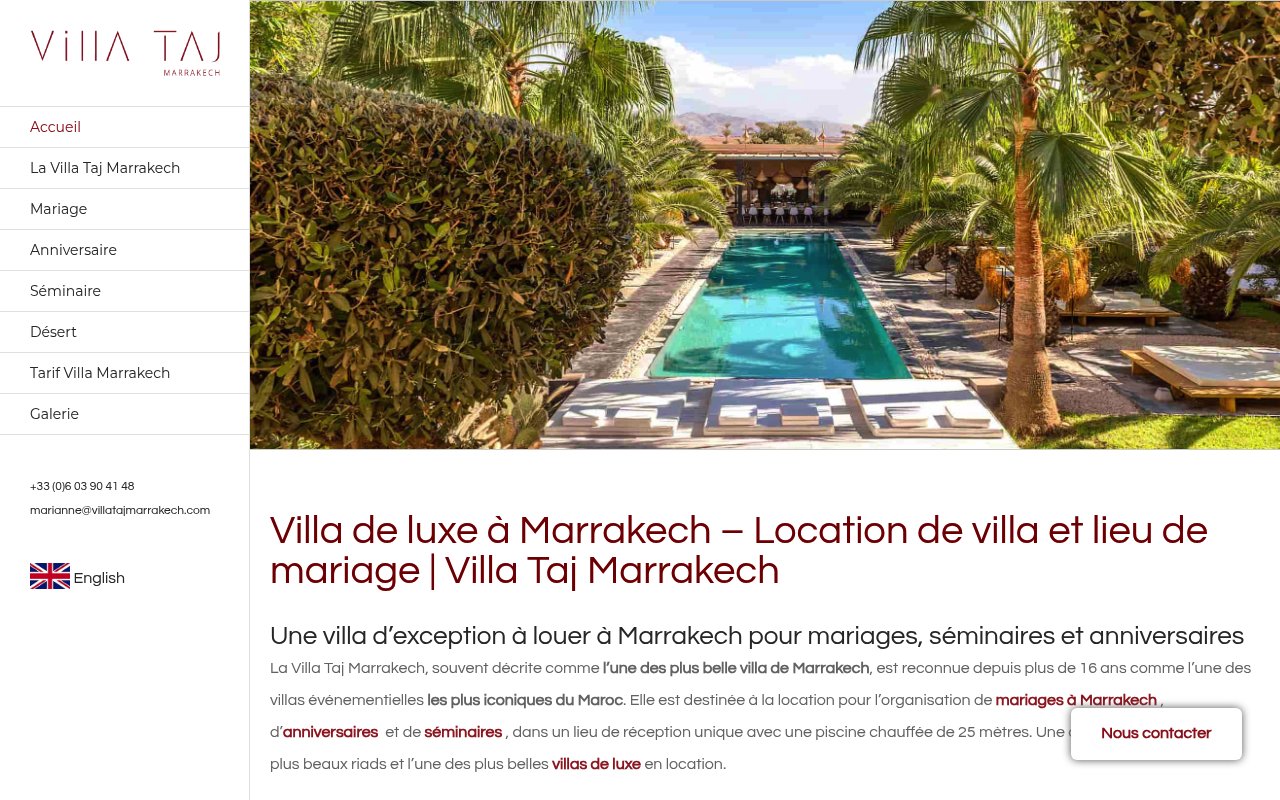 Apercu du site Villa Taj Marrakech