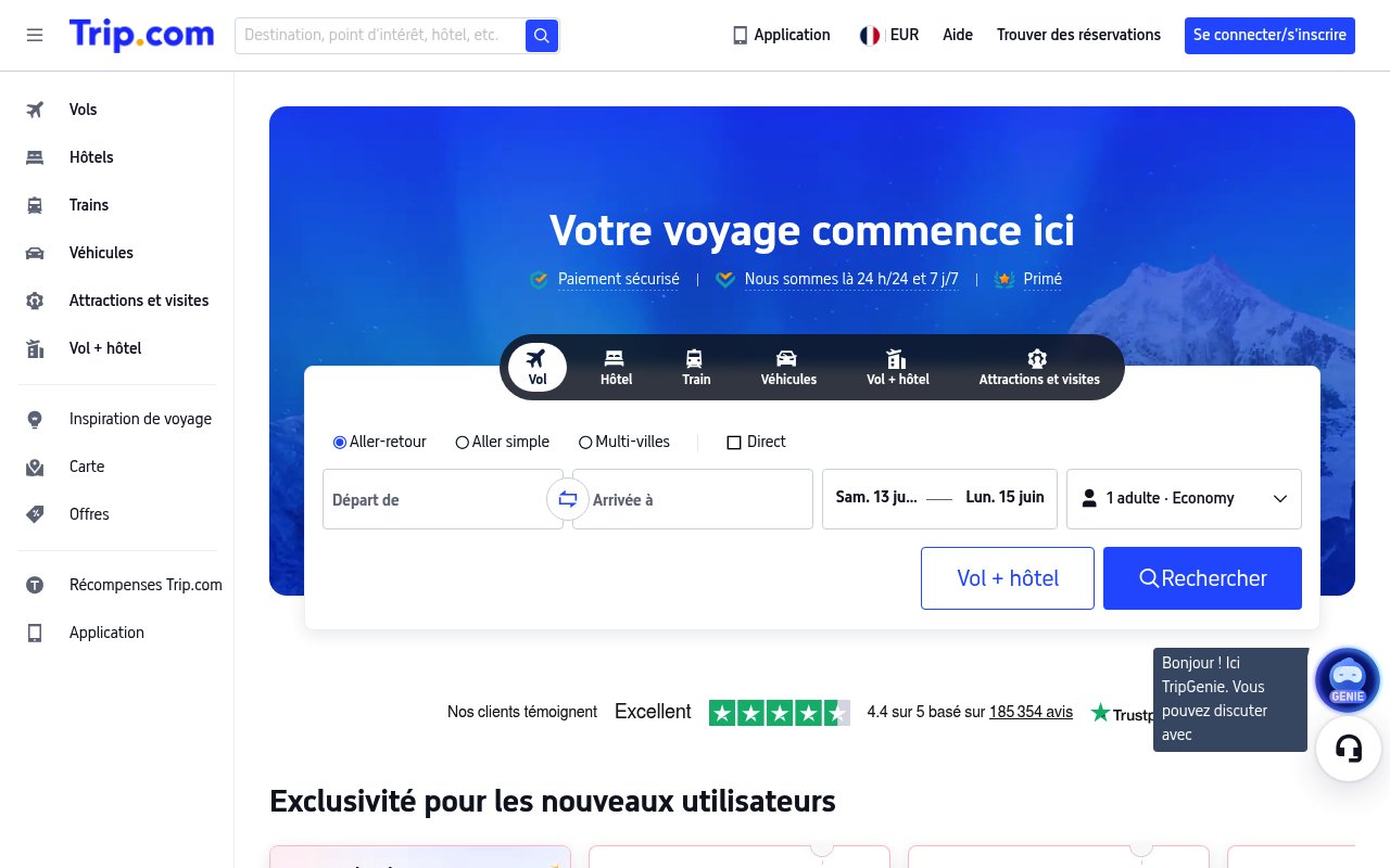Apercu du site Trip.com