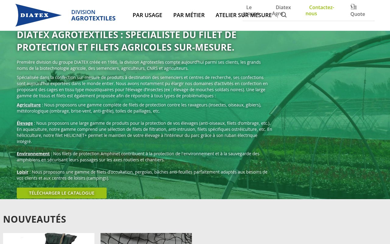 Apercu du site Diatex Agrotextiles
