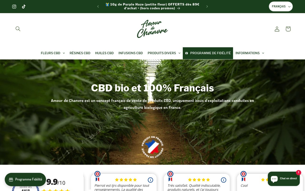 Apercu du site Amour de Chanvre