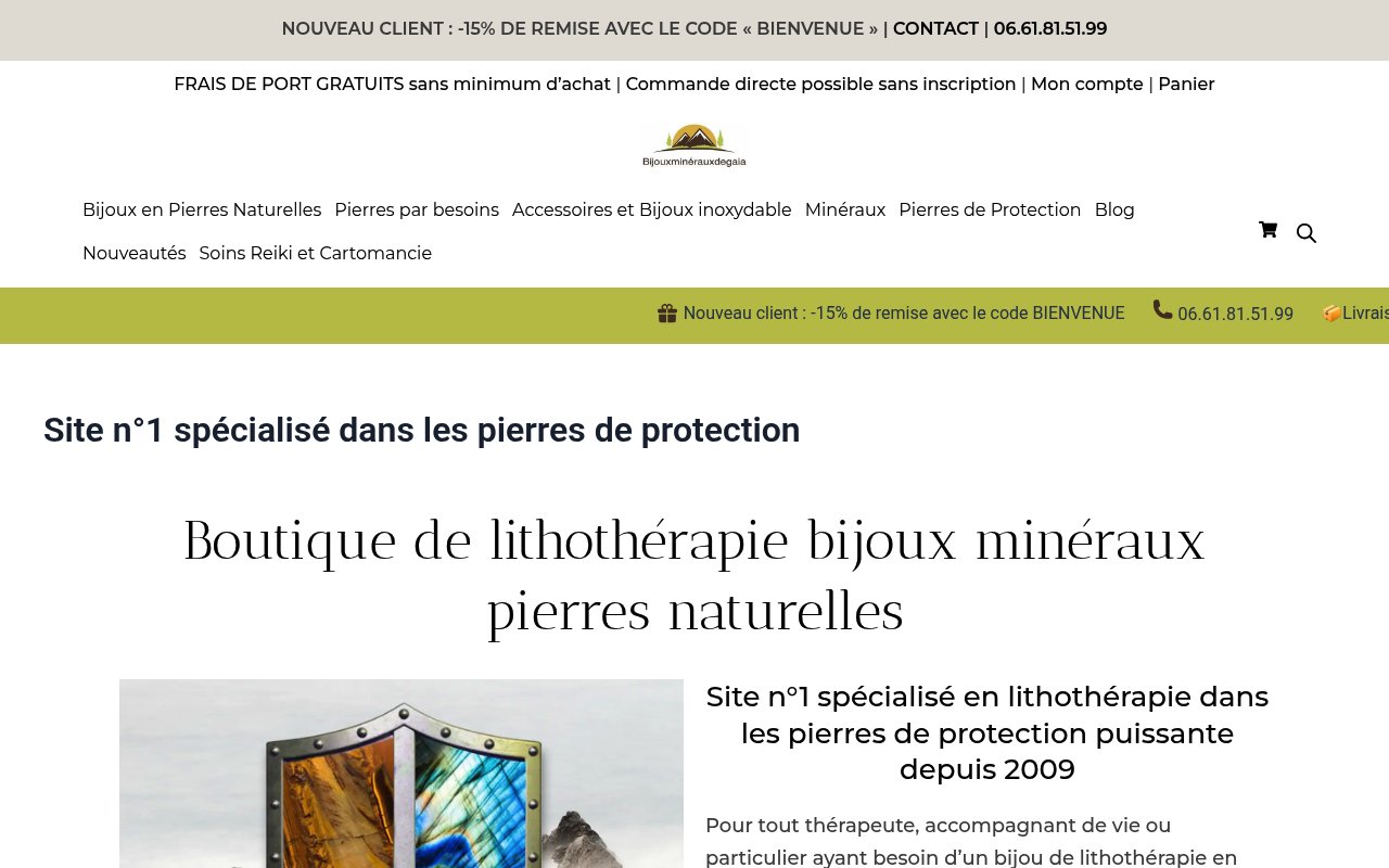 Apercu du site Bijoux Minéraux de Gaïa