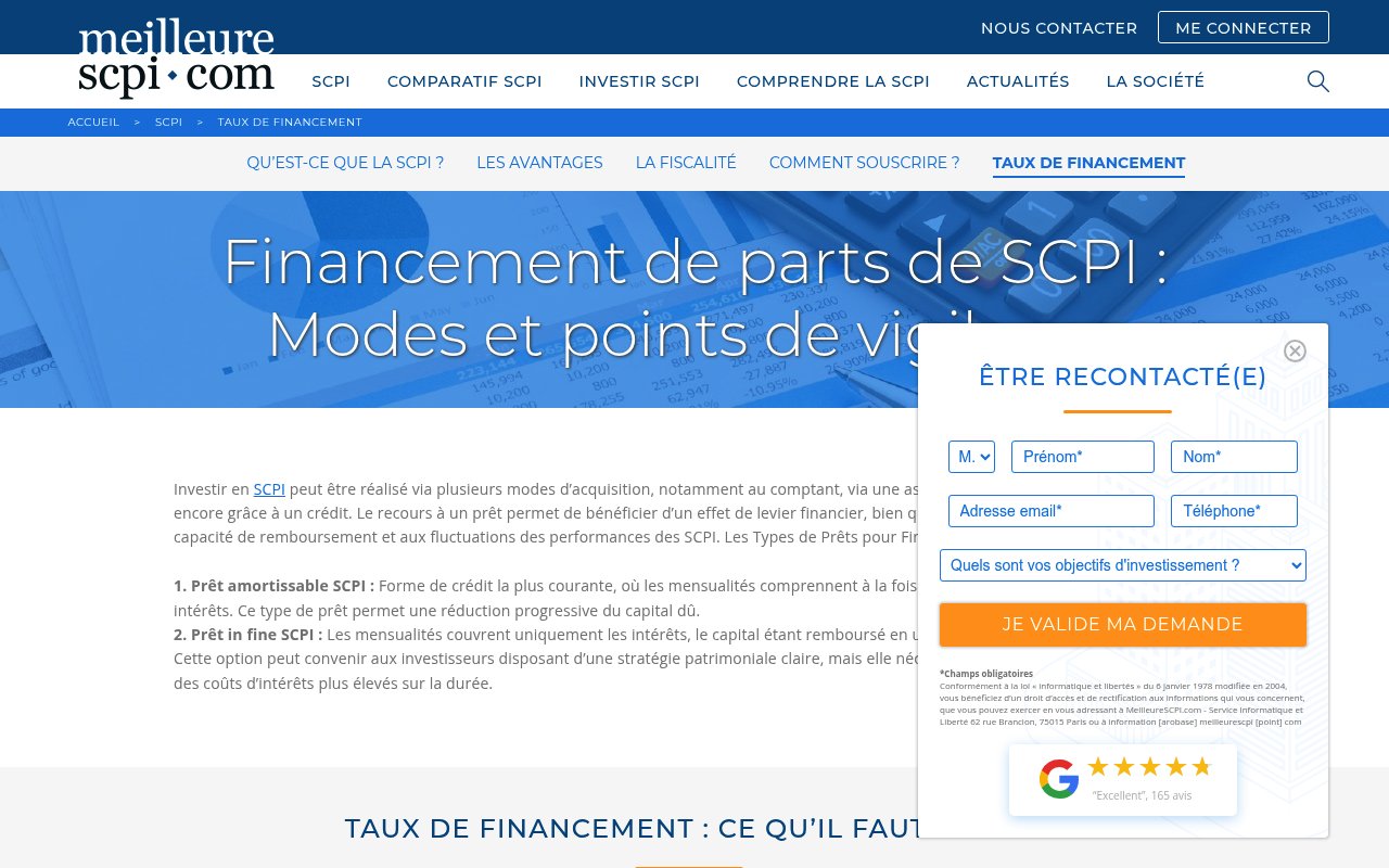 Meilleurs simulateur pour investir en SCPI à crédit — édition 2026 7 Apercu du site MeilleuresSCPI.com