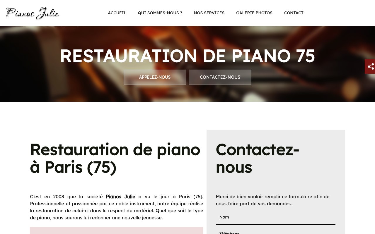 Apercu du site Pianos Julie