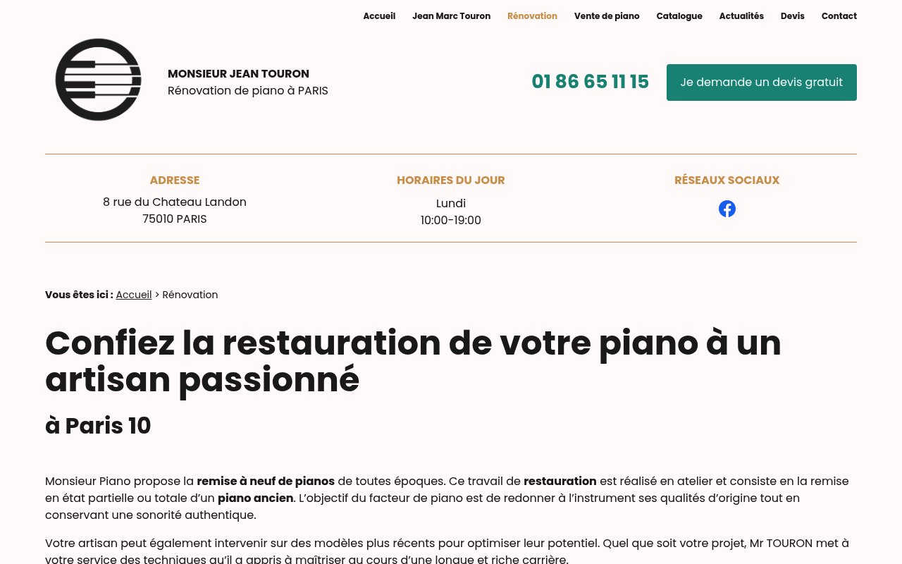 Apercu du site Monsieur Piano