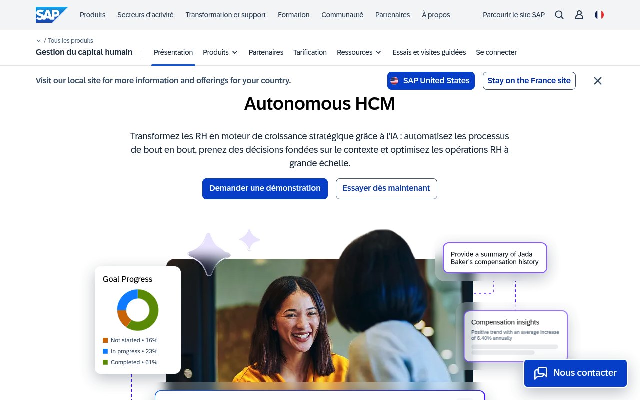 Apercu du site SAP SuccessFactors
