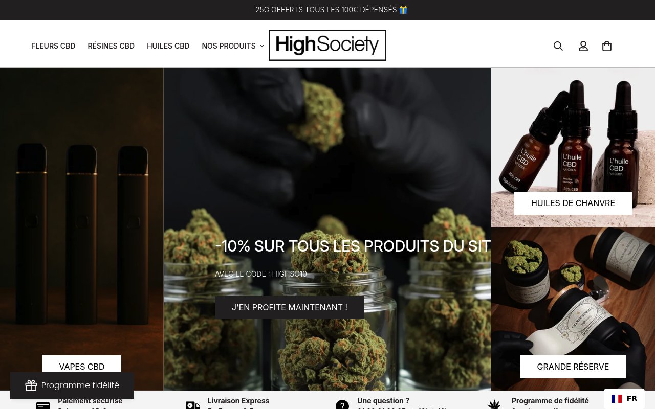 Aperçu du site High Society