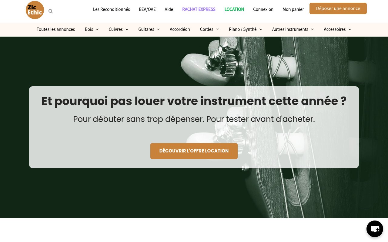 Apercu du site Zic Ethic