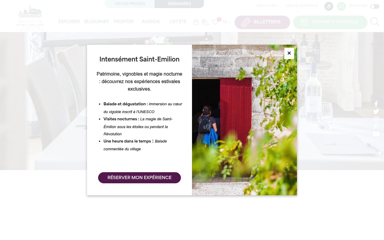 Apercu du site Saint-Émilion Tourisme – Séminaires