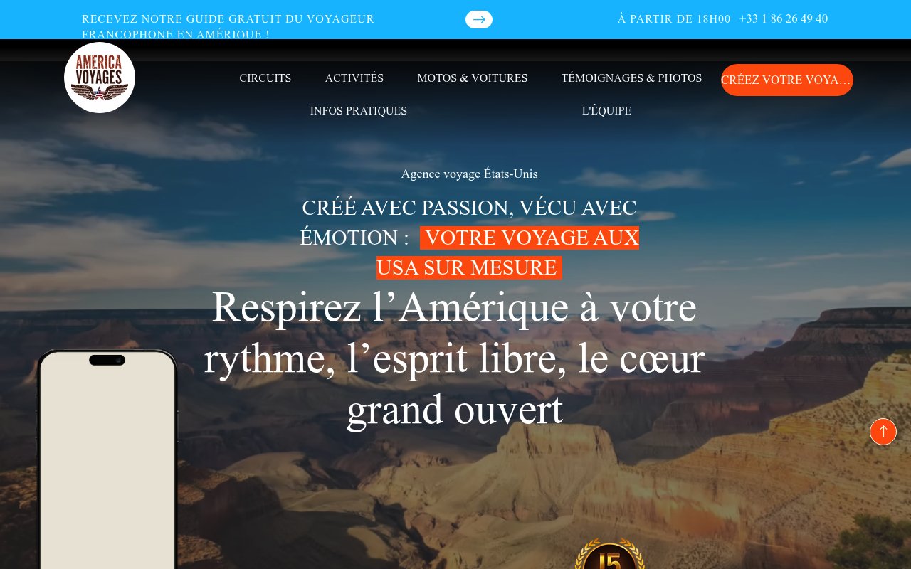 Apercu du site America Voyages