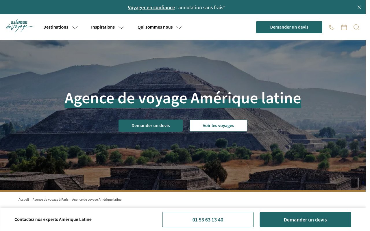 Apercu du site Les Maisons du Voyage