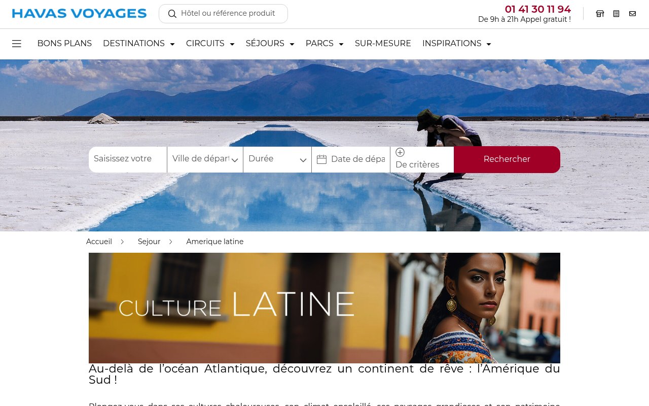 Apercu du site Havas Voyages
