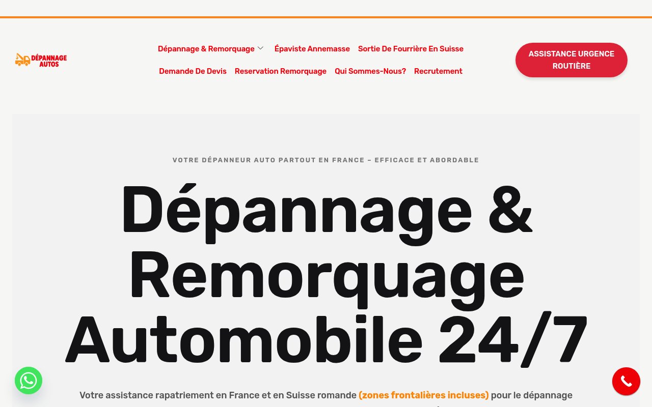 Apercu du site Dépannage Autos