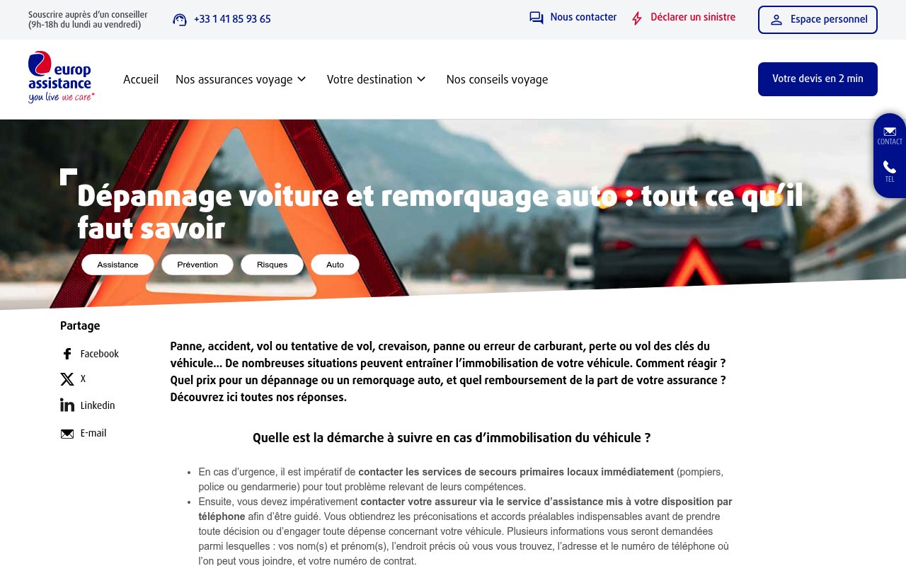 Apercu du site Europ Assistance