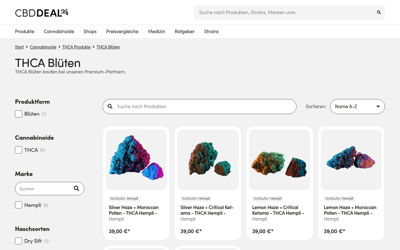 Apercu du site CBD-DEAL24 THCA Blüten