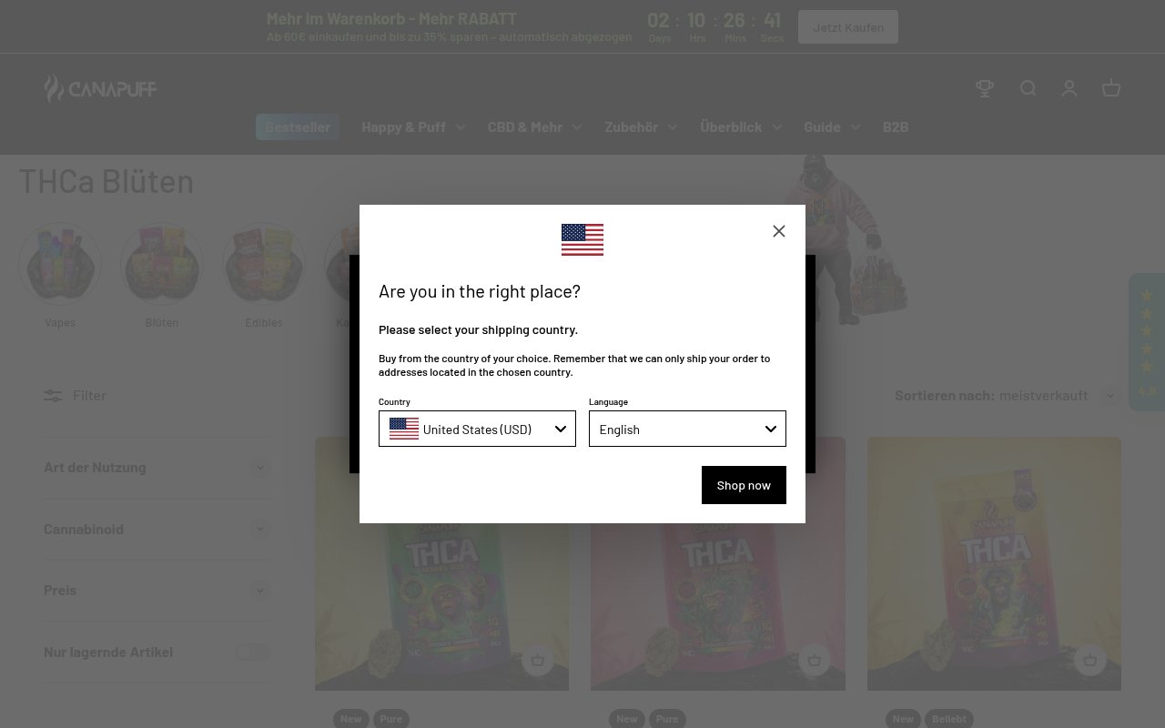Apercu du site Canapuff THCA-Blüten
