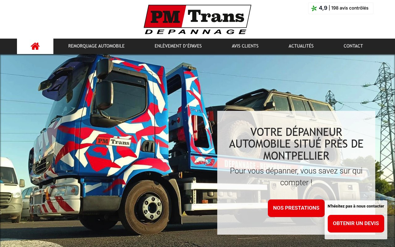 Apercu du site PM Trans Dépannage