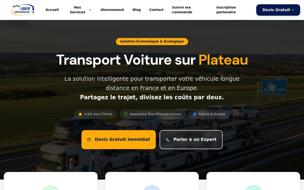 Apercu du site Uber Dépannage
