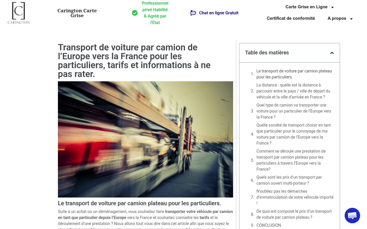Apercu du site Carington