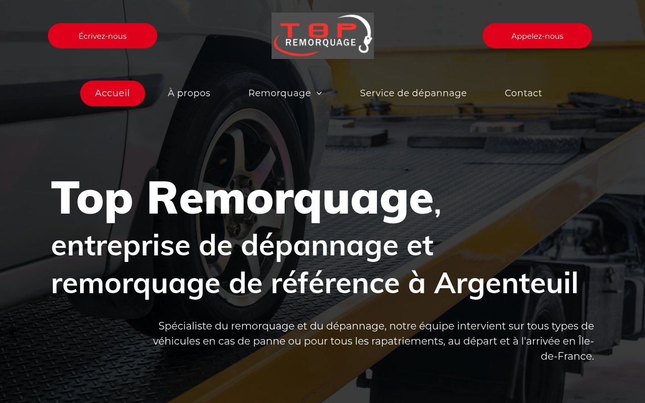 Apercu du site Top Remorquage