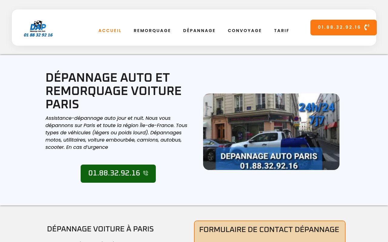 Apercu du site D&eacute;pannage Auto Paris