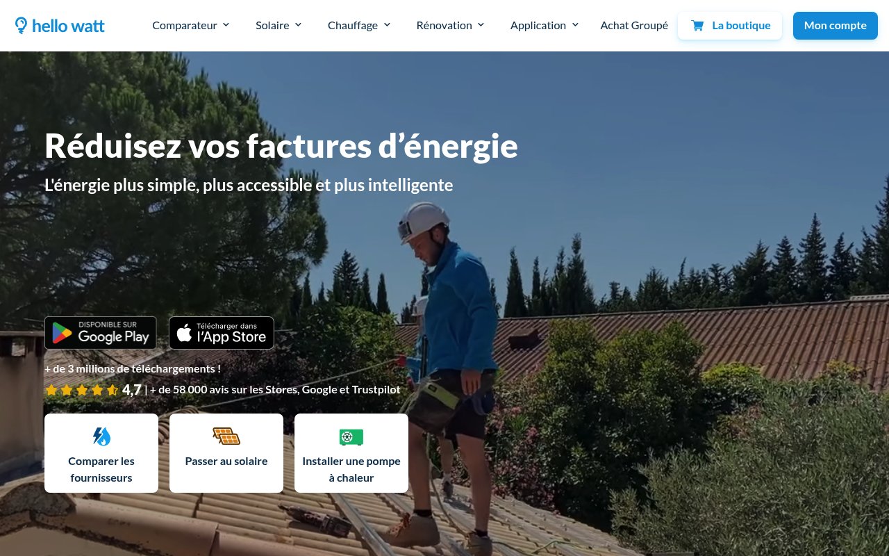 Apercu du site Hello Watt