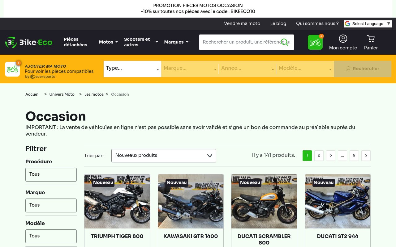Apercu du site Bike Eco