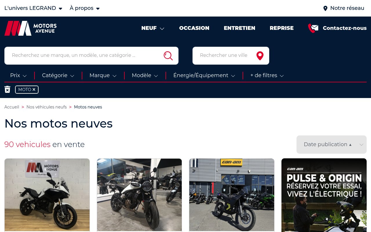 Apercu du site Motos Avenue