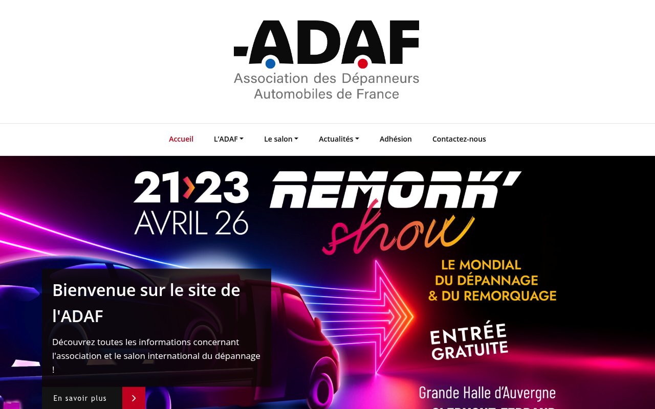 Apercu du site ADAF (Association des Dépanneurs Automobiles de France)