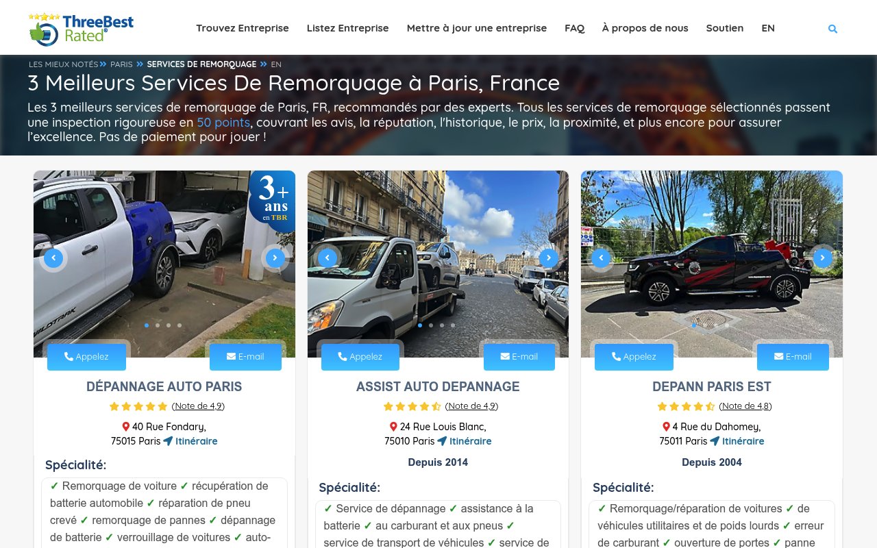 Apercu du site Assistance Auto Dépannage