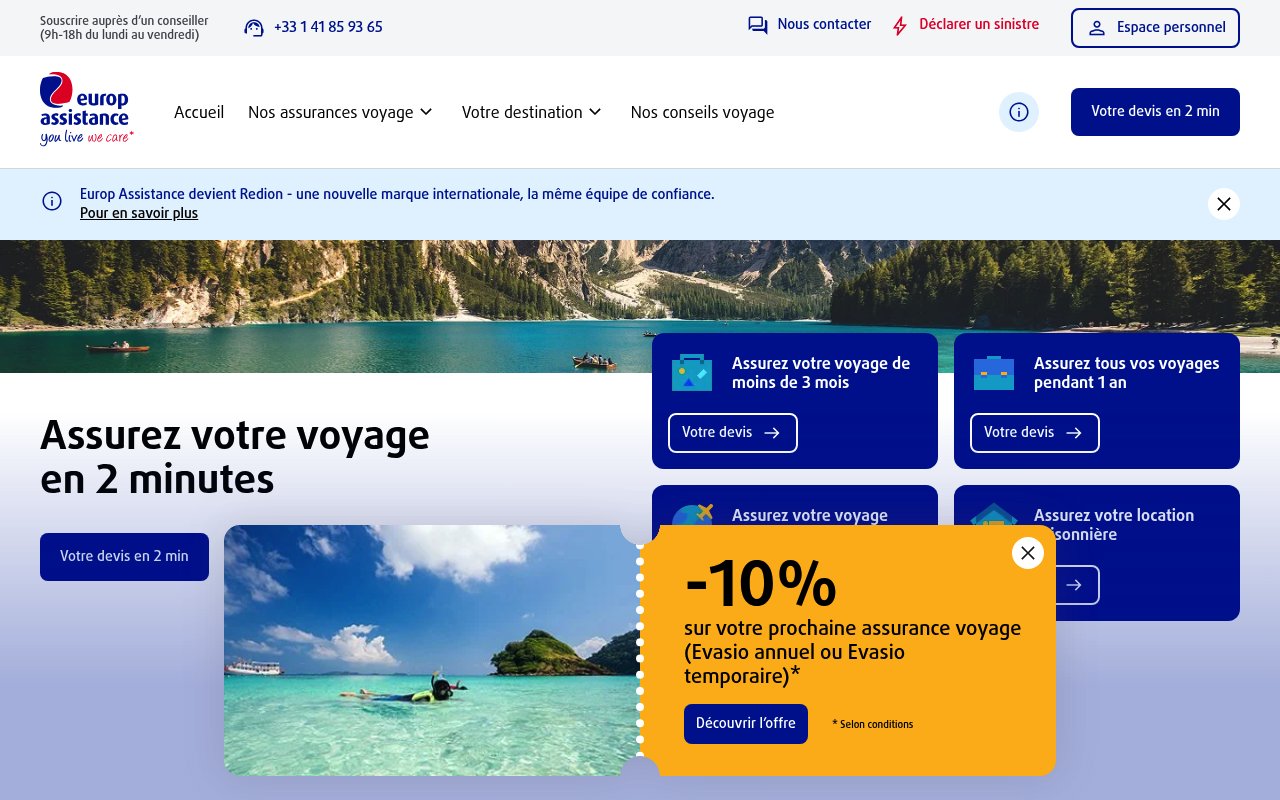 Apercu du site Europ Assistance