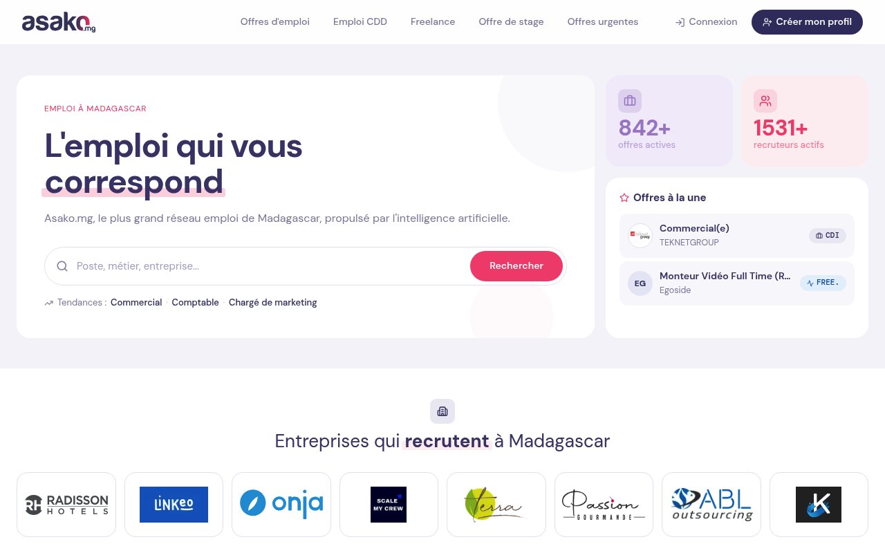 Apercu du site Asako.mg