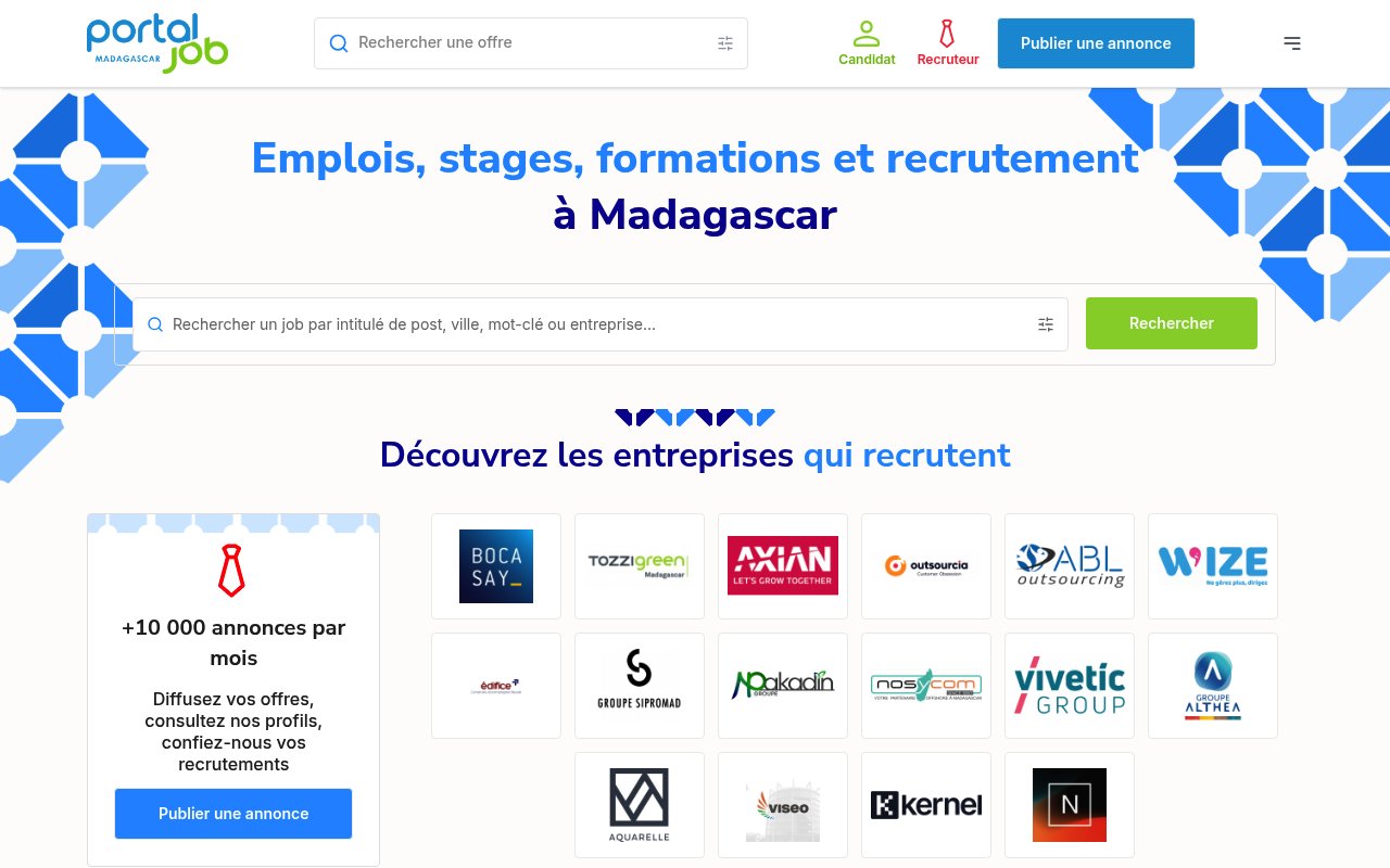 Apercu du site Portal job Madagascar
