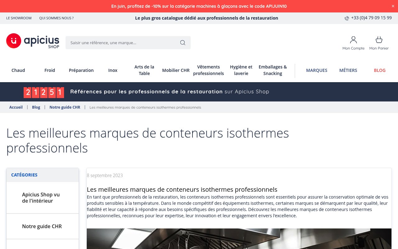Apercu du site Apicius Shop