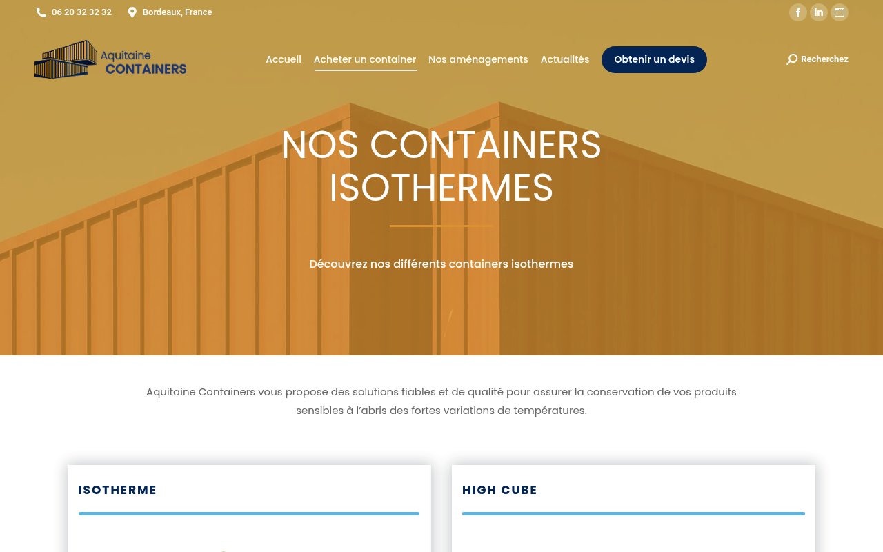 Apercu du site Aquitaine Containers