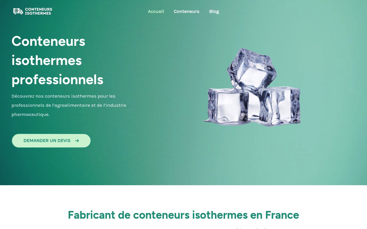 Apercu du site Conteneurs Isothermes Professionnels