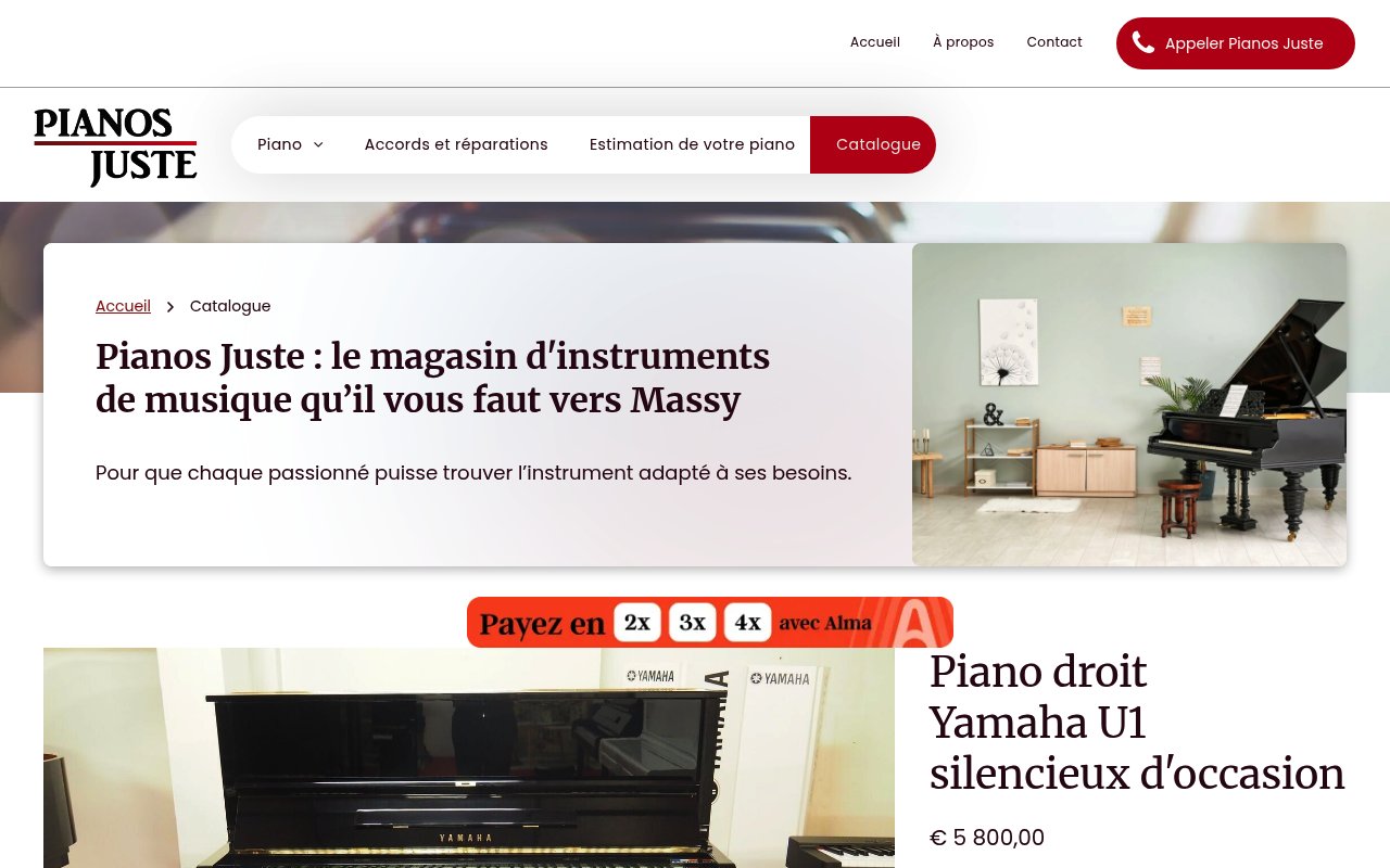 Apercu du site Pianos Juste