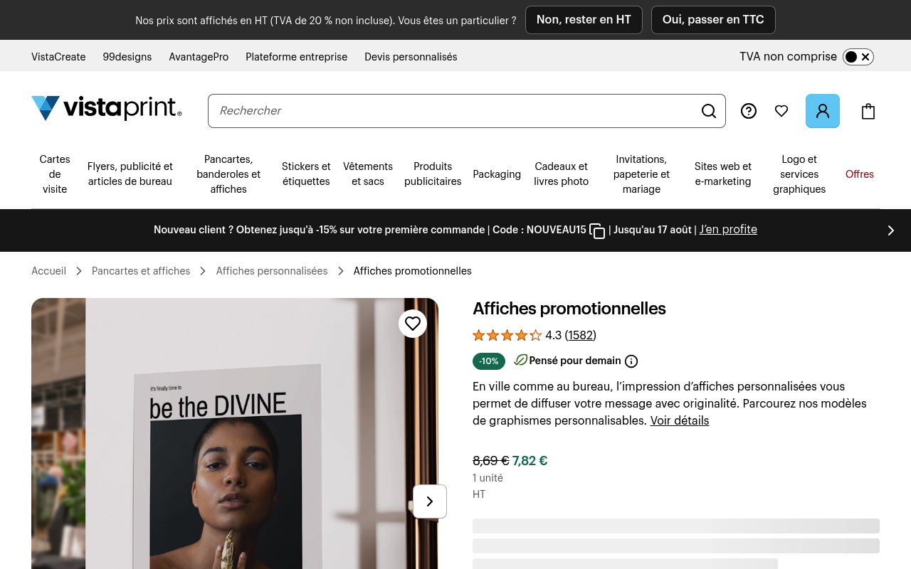 Apercu du site VistaPrint