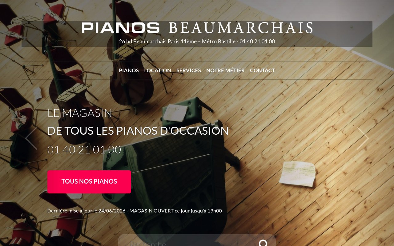 Apercu du site PIANOS BEAUMARCHAIS: Piano d'occasion, piano à Paris
