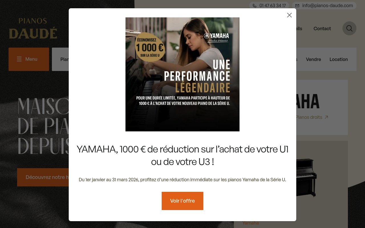 Apercu du site Pianos Daudé – Vente, Location & Atelier depuis 1924